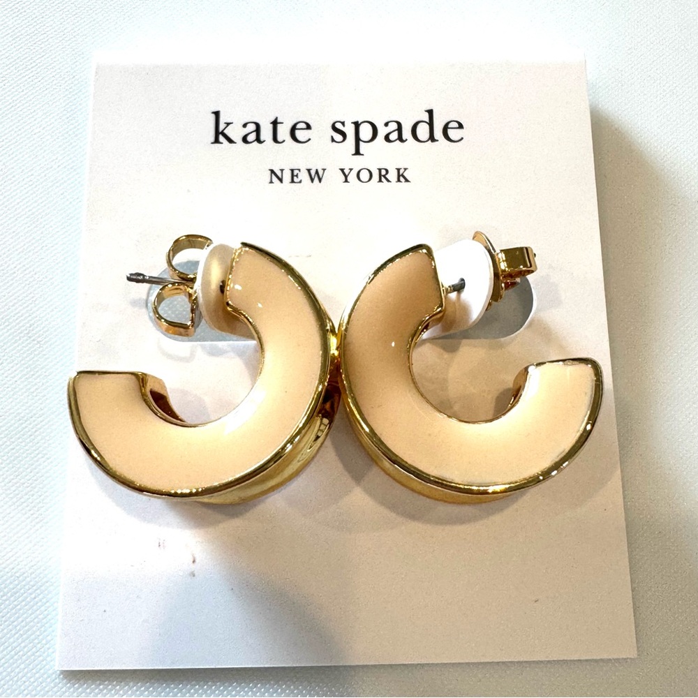 Kate Spade New York  Bold Small Chunky Hoop Earrings Gold Tone NWT